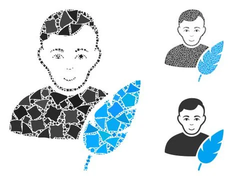 Feather writer Mosaic Icon of Irregular Parts 스톡 일러스트