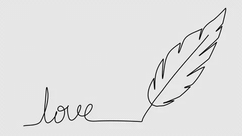 The feather writes the word love one line drawing animation. Video clip with alp Stock-Footage 259069986