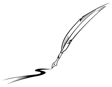 Feather writing drawing Stock Illustration