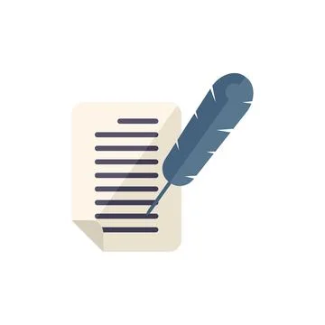 Feather writing icon flat vector. Letter text Stock Illustration
