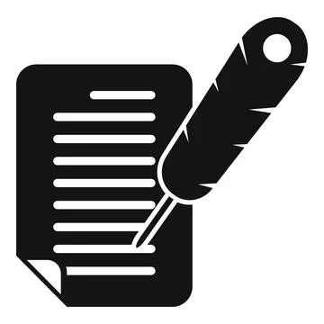 Feather writing icon simple . Letter text Stock Illustration