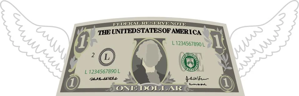 Feathered Deformed 1 dollar note Stock Illustration