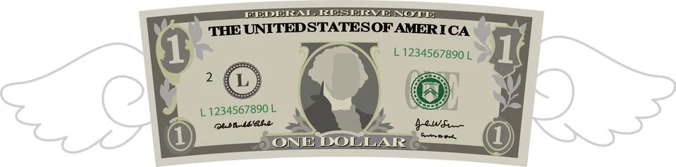 Feathered Deformed 1 dollar note Stock Illustration