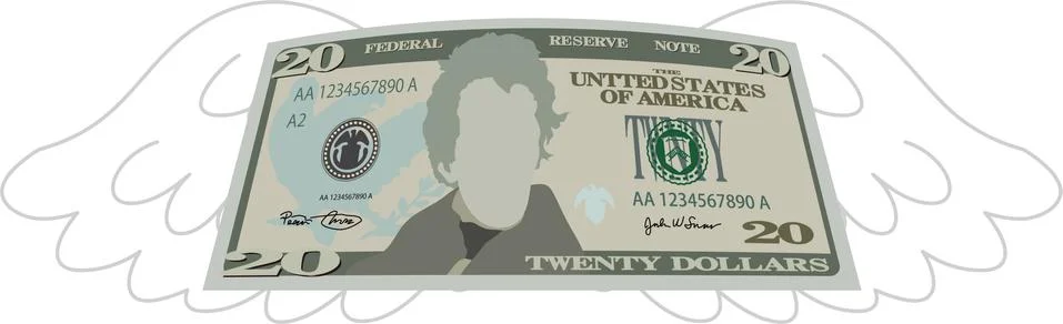Feathered Deformed 20 dollars note Stock Illustration