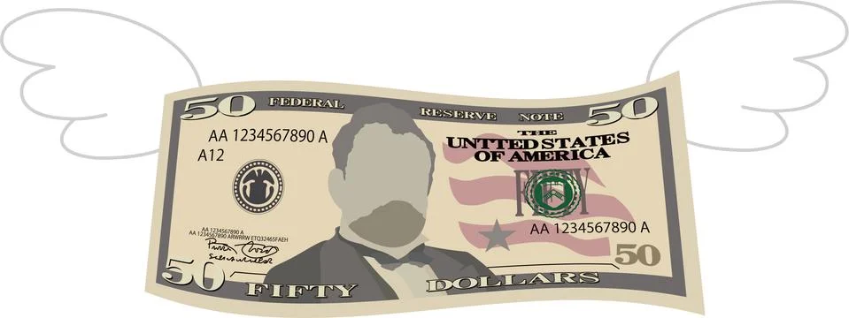 Feathered Deformed 50 dollars note Stock Illustration