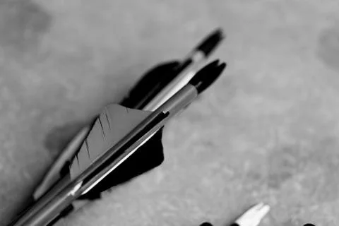 Feathered end of arrows Stock Photos