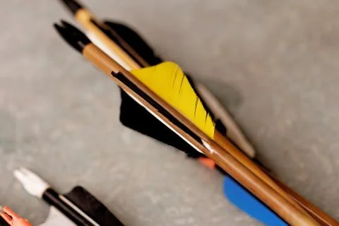 Feathered end of arrows Stock Photos