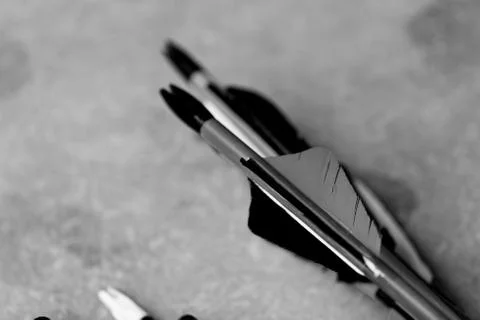 Feathered end of arrows Stock Photos