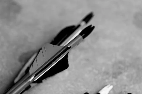 Feathered end of arrows Stock Photos