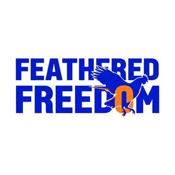 Feathered Freedom logo with eagle and bold text on white background tshirt Stock Illustration
