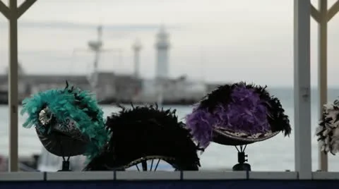 Feathered hats. Stock Footage 22157603