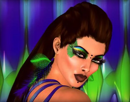 Feathered In Peacock Stock Illustration