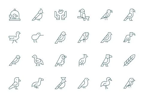 Feathered Vector Icon Toolkit featuring 24 Grid Fitted High Resolution Thin.. Illustrazione stock