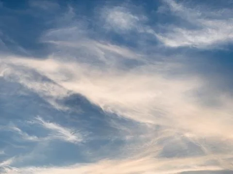 Feathered White Clouds in Deep Blue Sky Natural Daylight Image Jakarta Indonesia Stock Photos