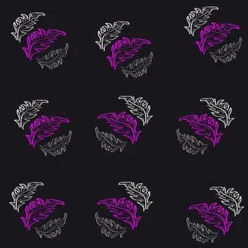 Feathers on black background Stock Illustration