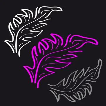 Feathers on black background Stock Illustration