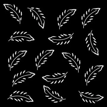 Feathers on black background. Stock Illustration