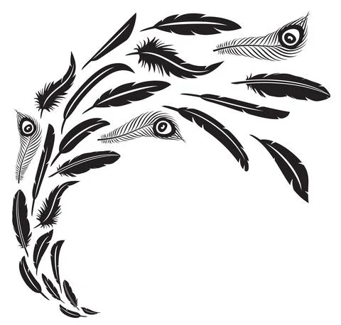 Feathers in flight Stock Illustration