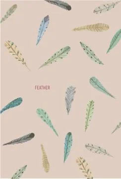 Feathers, hand drawn vector . Stock Illustration