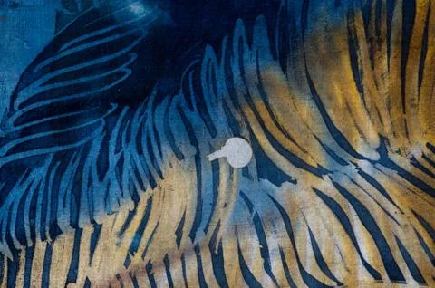 Feathers, hot batik, background texture, handmade on silk Stock Illustration