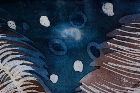 Feathers, hot batik, background texture, handmade on silk Stock Illustration