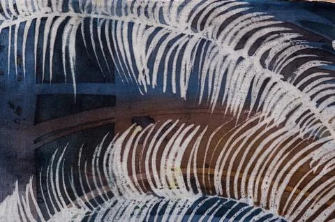 Feathers, hot batik, background texture, handmade on silk Stock Illustration