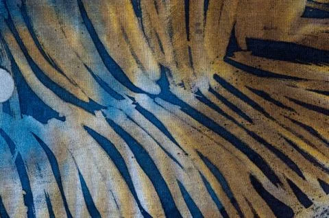 Feathers, hot batik, background texture, handmade on silk Stock Illustration