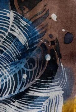 Feathers, hot batik, background texture, handmade on silk Stock Illustration