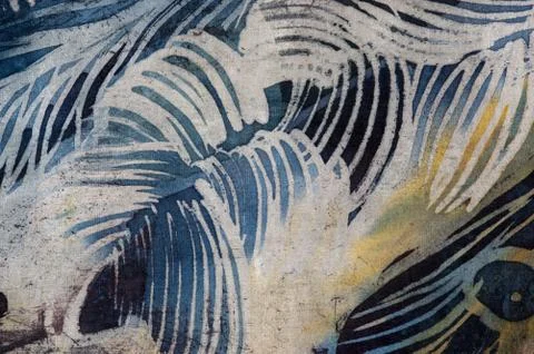 Feathers, hot batik, background texture, handmade on silk Stock Illustration