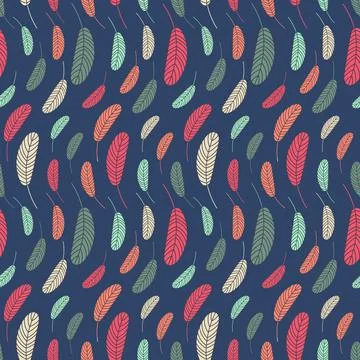 Feathers pattern. Boho pattern with feathers Stock Illustration