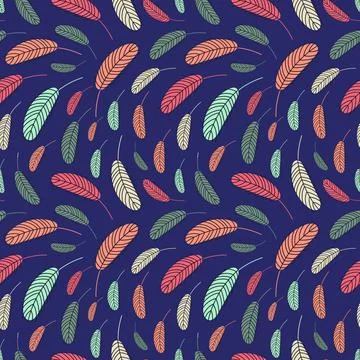 Feathers pattern. Boho pattern with feathers Stock Illustration