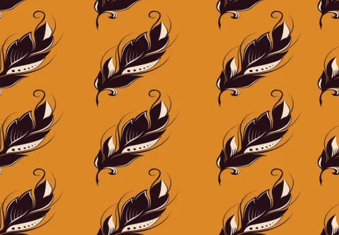 Feathers pattern dark classical repeating decor Stock Illustration