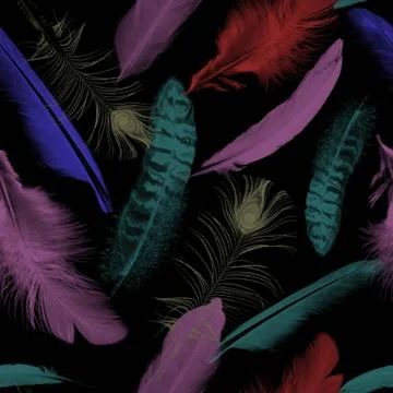 Feathers pattern.Seamless animal texture. Natural background.Birds feather Illustrazione stock