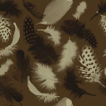 Feathers pattern.Seamless animal texture.Natural background.Birds feather Illustrazione stock