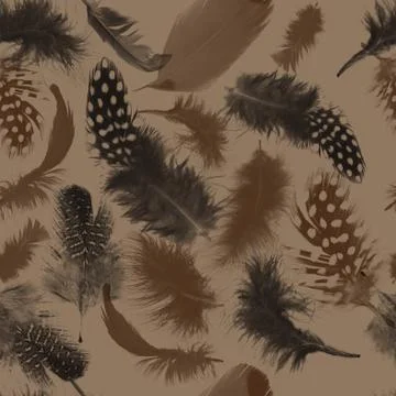 Feathers pattern.Seamless animal texture.Natural background.Birds feather Stock Illustration
