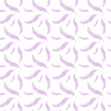 Feathers retro style seamless pattern. Watercolor background print of birds Illustrazione stock