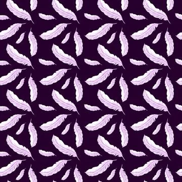Feathers retro style seamless pattern. Watercolor background print of birds Stock Illustration