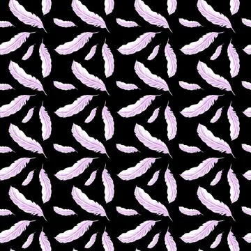 Feathers retro style seamless pattern. Watercolor background print of birds Stock Illustration