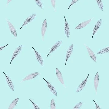 Feathers seamless pattern. Background feather of bird. Illustrazione stock
