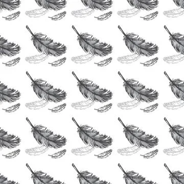 Feathers seamless pattern background Illustrazione stock