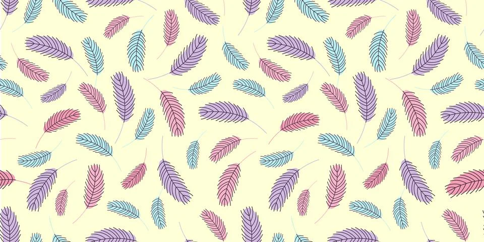 Feathers seamless pattern. Boho pattern with chicken feathers Stock Illustration