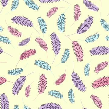 Feathers seamless pattern. Boho pattern with chicken feathers 库存插图