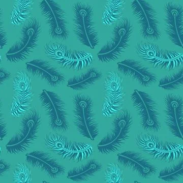 Feathers Seamless Pattern Design Background Stock Illustration