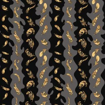 Feathers seamless pattern Stock Illustration