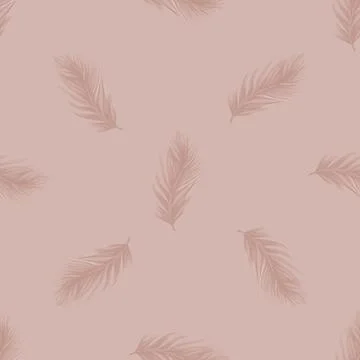 Feathers seamless pattern. LIGHT pattern of feathers on a COCOA background Stock Illustration