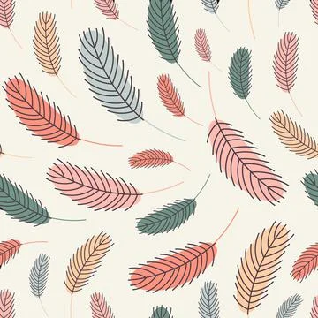 Feathers seamless pattern. Pattern with feathers. Vector flat illustration Stock Illustration