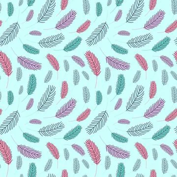 Feathers seamless pattern. Vector illustration. Stock Illustration