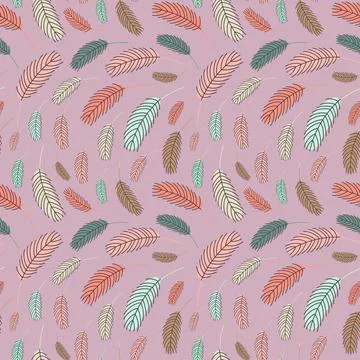 Feathers seamless pattern. Vector illustration. Stock Illustration