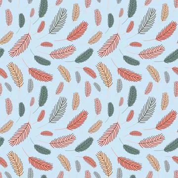 Feathers seamless pattern.Vector flat illustration Stock Illustration