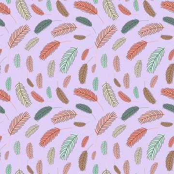 Feathers seamless pattern.Vector flat illustration Stock Illustration